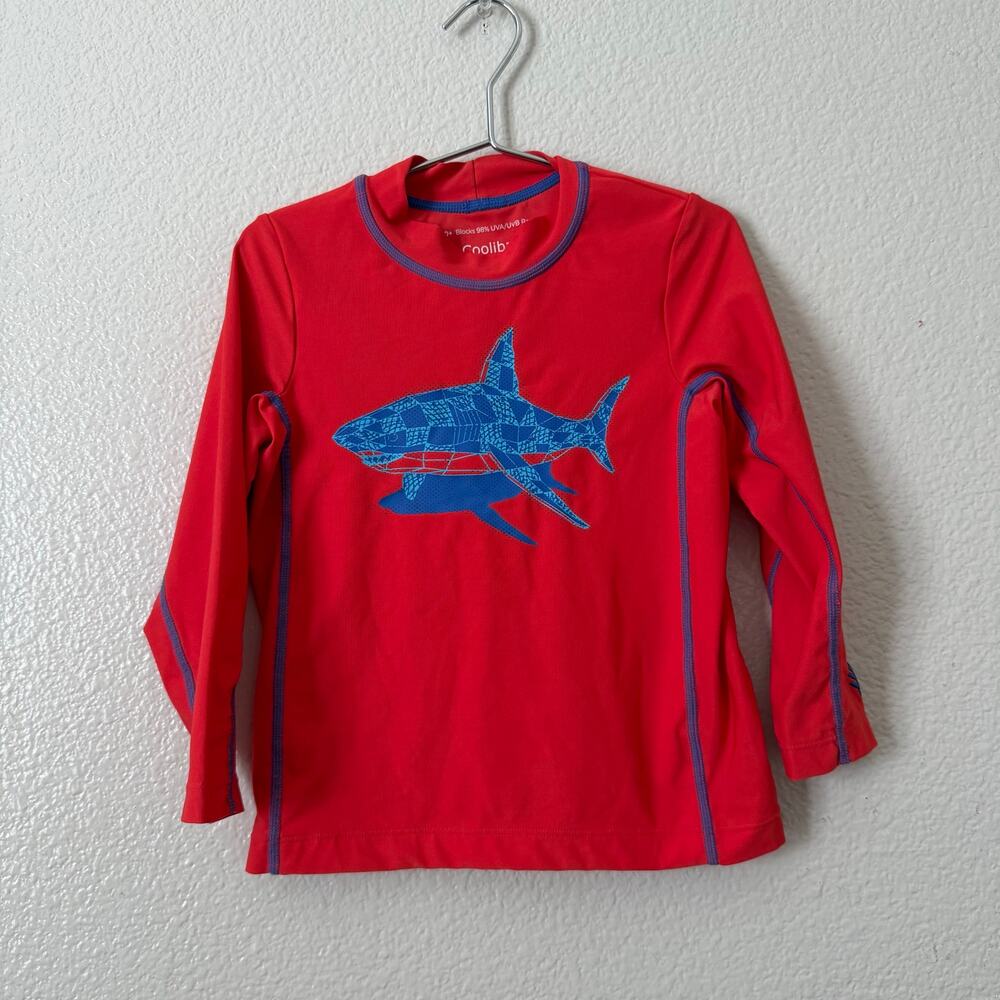 Coolibar Sandshark Long Sleeve Surf Shirt Rashguard Top Red Blue
